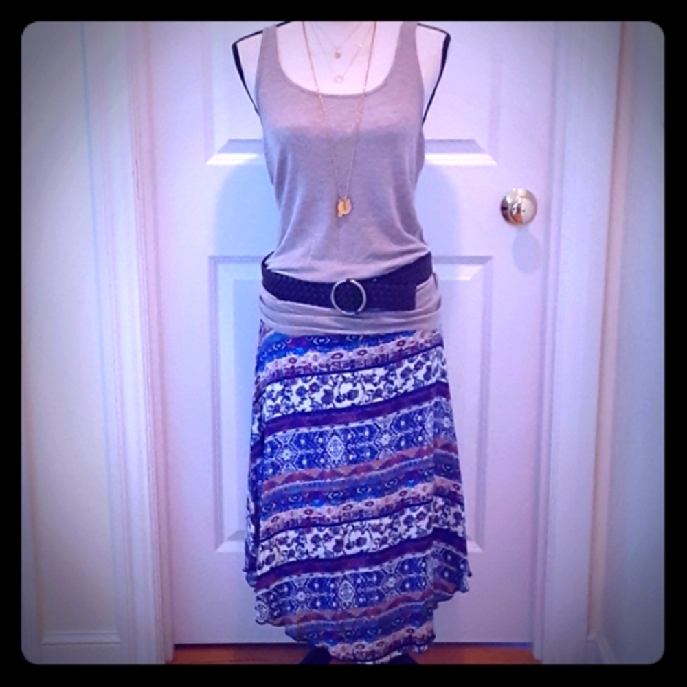 Charlotte Russe Floral Boho Ruffle Hem Skirt XL